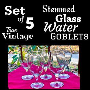 ▪️VTG▪️Set of 5 Stemmed Footed Glass Water Goblets